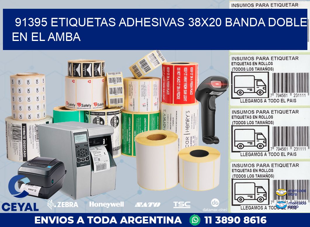 91395 ETIQUETAS ADHESIVAS 38X20 BANDA DOBLE EN EL AMBA