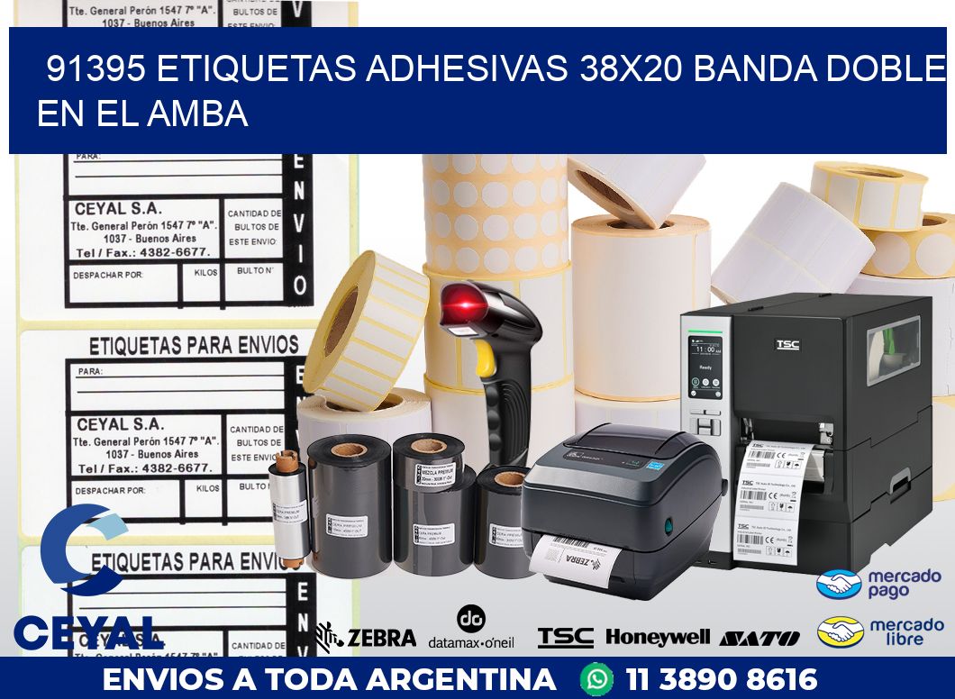 91395 ETIQUETAS ADHESIVAS 38X20 BANDA DOBLE EN EL AMBA