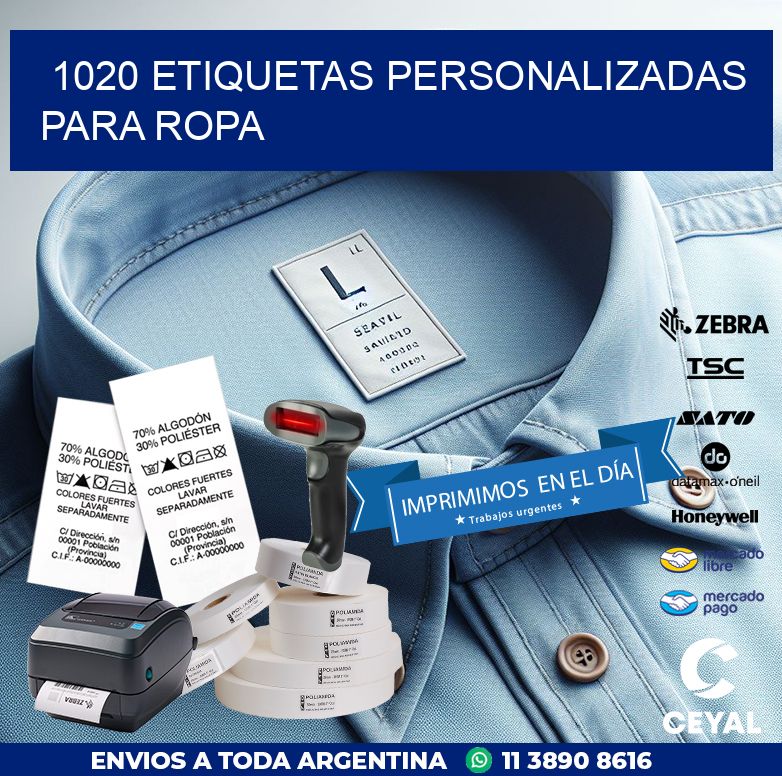 1020 ETIQUETAS PERSONALIZADAS PARA ROPA