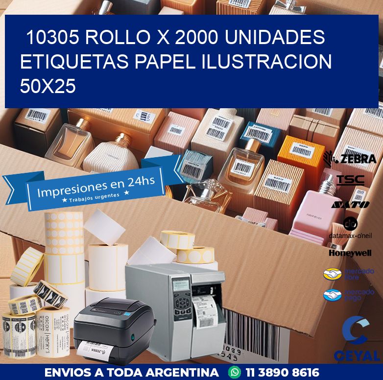 10305 ROLLO X 2000 UNIDADES ETIQUETAS PAPEL ILUSTRACION 50X25