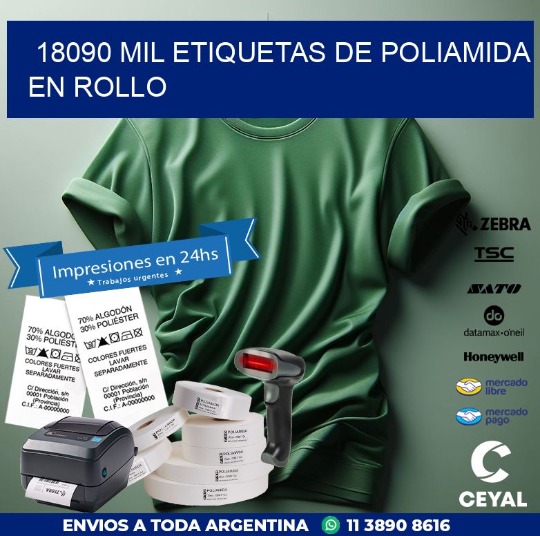 18090 MIL ETIQUETAS DE POLIAMIDA EN ROLLO