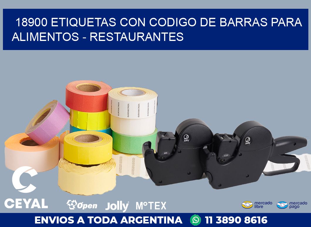 18900 ETIQUETAS CON CODIGO DE BARRAS PARA ALIMENTOS - RESTAURANTES