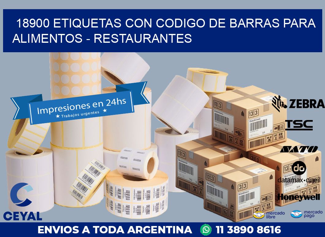 18900 ETIQUETAS CON CODIGO DE BARRAS PARA ALIMENTOS - RESTAURANTES