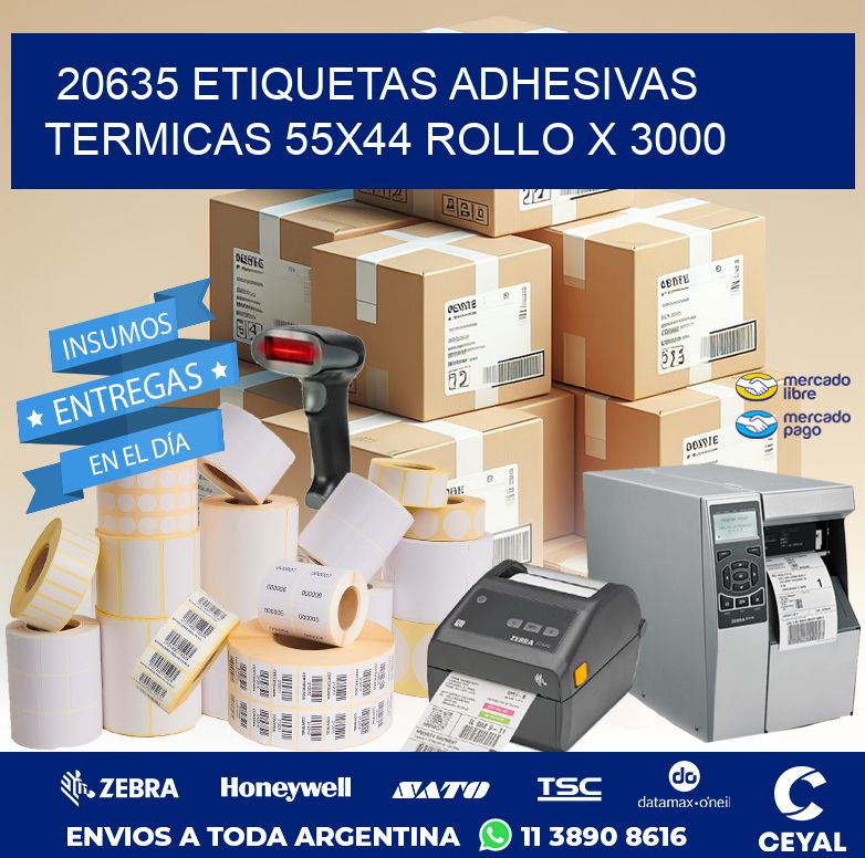 20635 ETIQUETAS ADHESIVAS TERMICAS 55X44 ROLLO X 3000