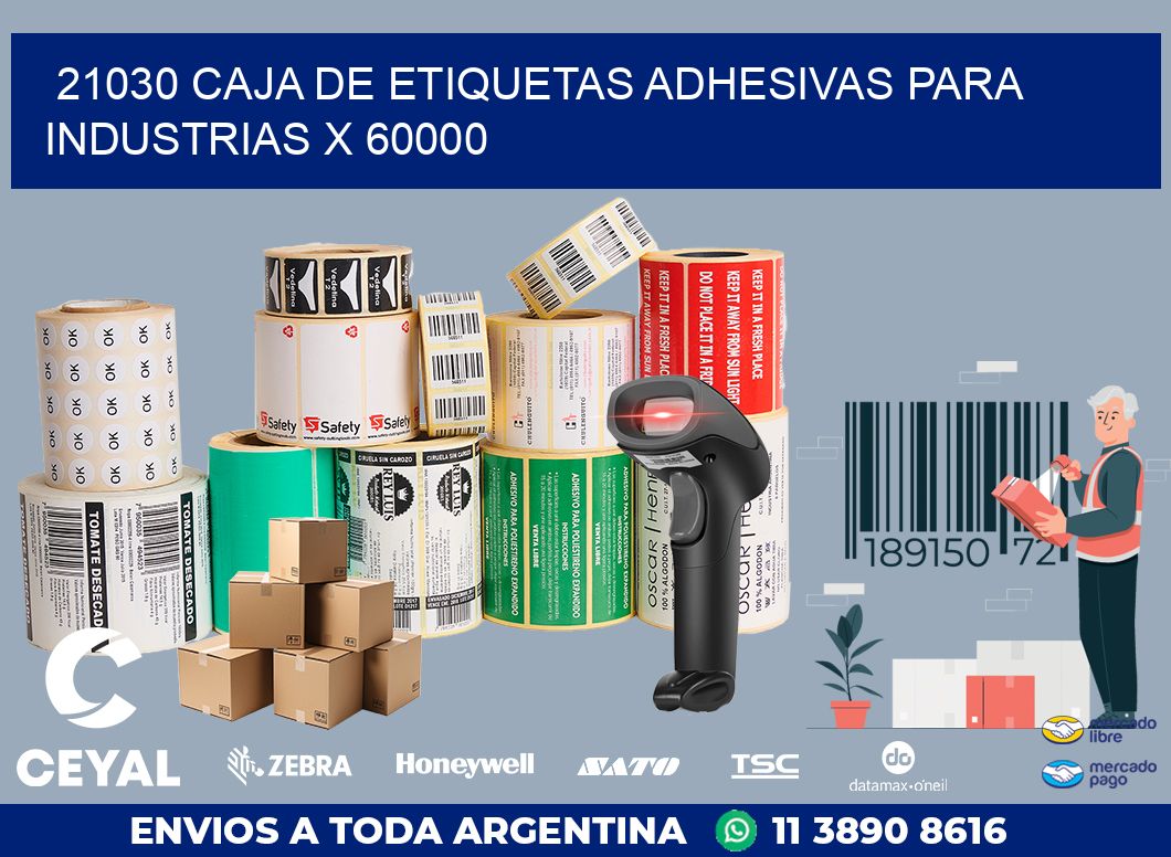 21030 CAJA DE ETIQUETAS ADHESIVAS PARA INDUSTRIAS X 60000