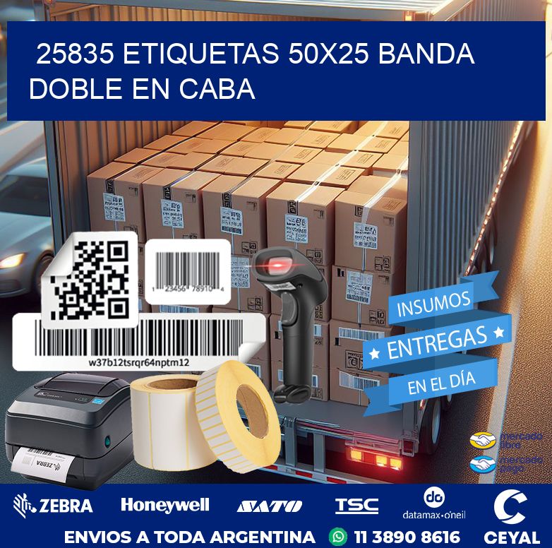 25835 ETIQUETAS 50X25 BANDA DOBLE EN CABA