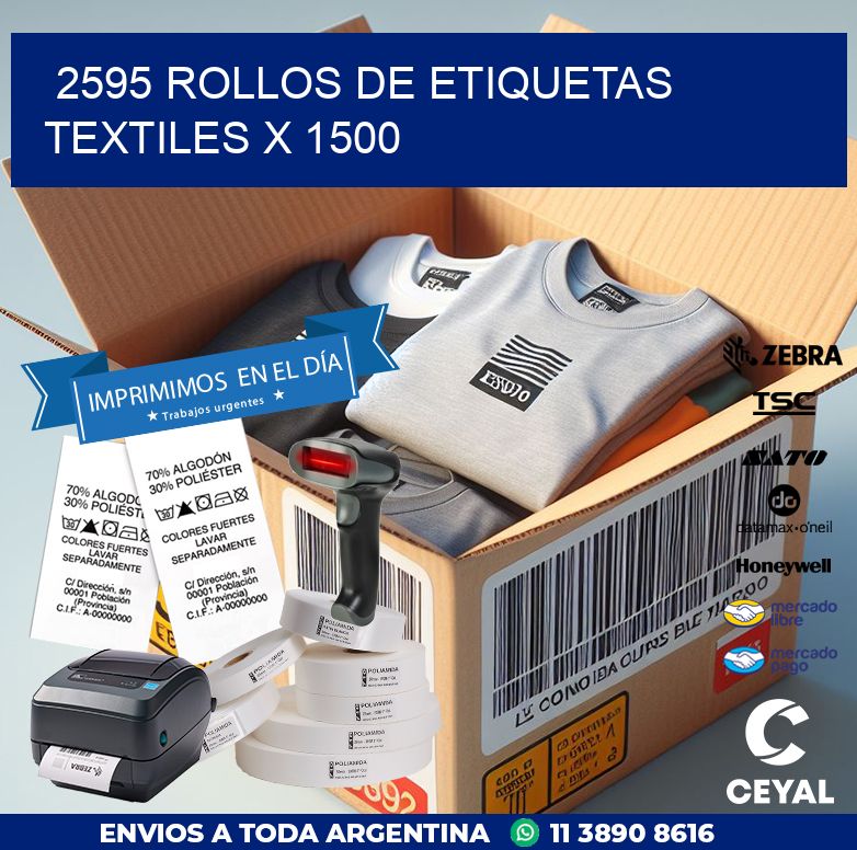 2595 ROLLOS DE ETIQUETAS TEXTILES X 1500