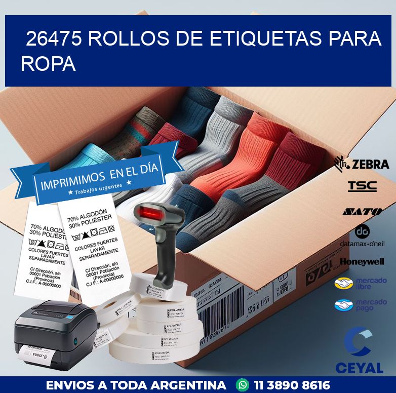 26475 ROLLOS DE ETIQUETAS PARA ROPA