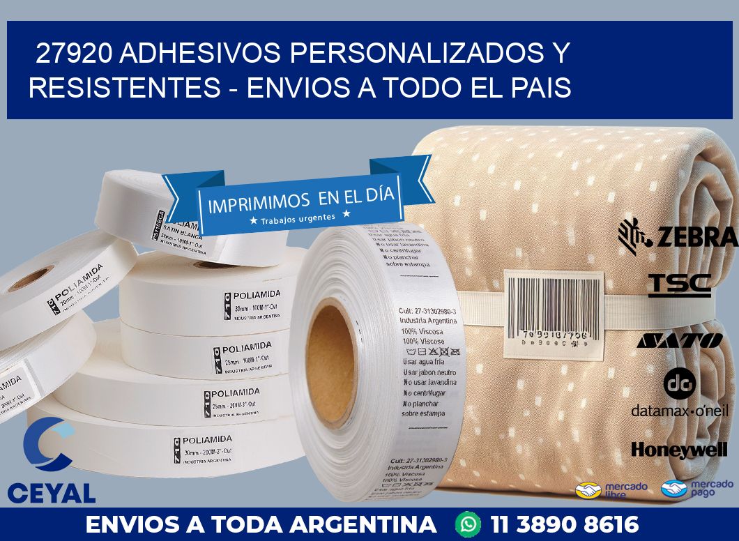 27920 ADHESIVOS PERSONALIZADOS Y RESISTENTES – ENVIOS A TODO EL PAIS