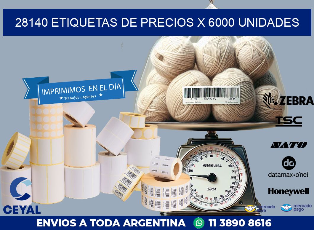 28140 ETIQUETAS DE PRECIOS X 6000 UNIDADES