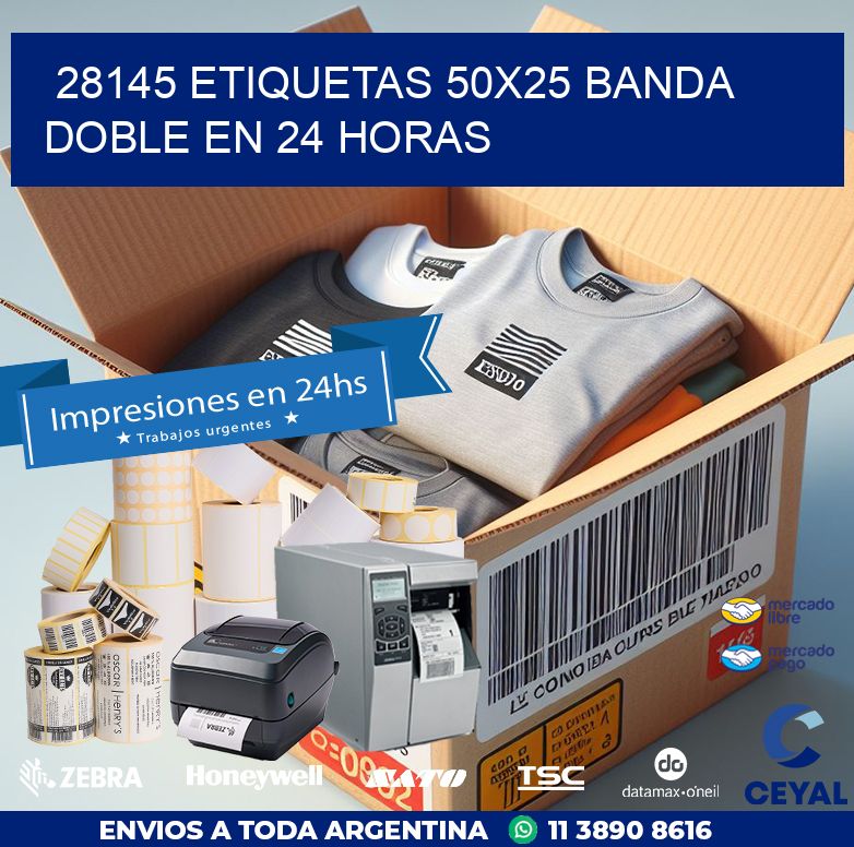 28145 ETIQUETAS 50X25 BANDA DOBLE EN 24 HORAS