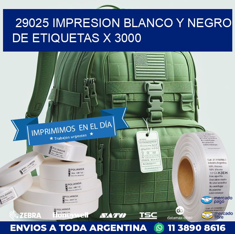 29025 IMPRESION BLANCO Y NEGRO DE ETIQUETAS X 3000