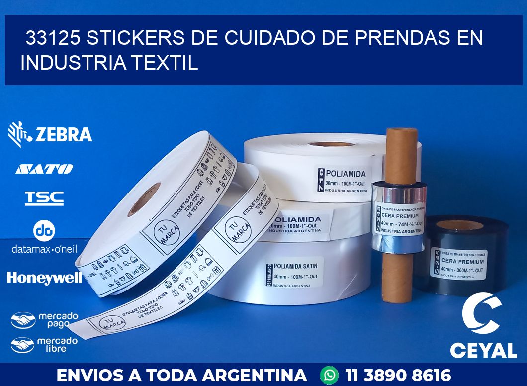 33125 STICKERS DE CUIDADO DE PRENDAS EN INDUSTRIA TEXTIL