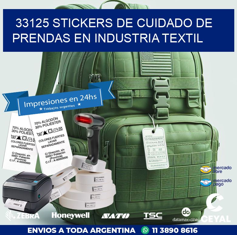 33125 STICKERS DE CUIDADO DE PRENDAS EN INDUSTRIA TEXTIL