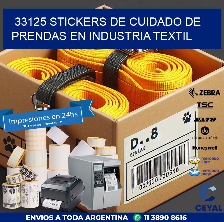 33125 STICKERS DE CUIDADO DE PRENDAS EN INDUSTRIA TEXTIL