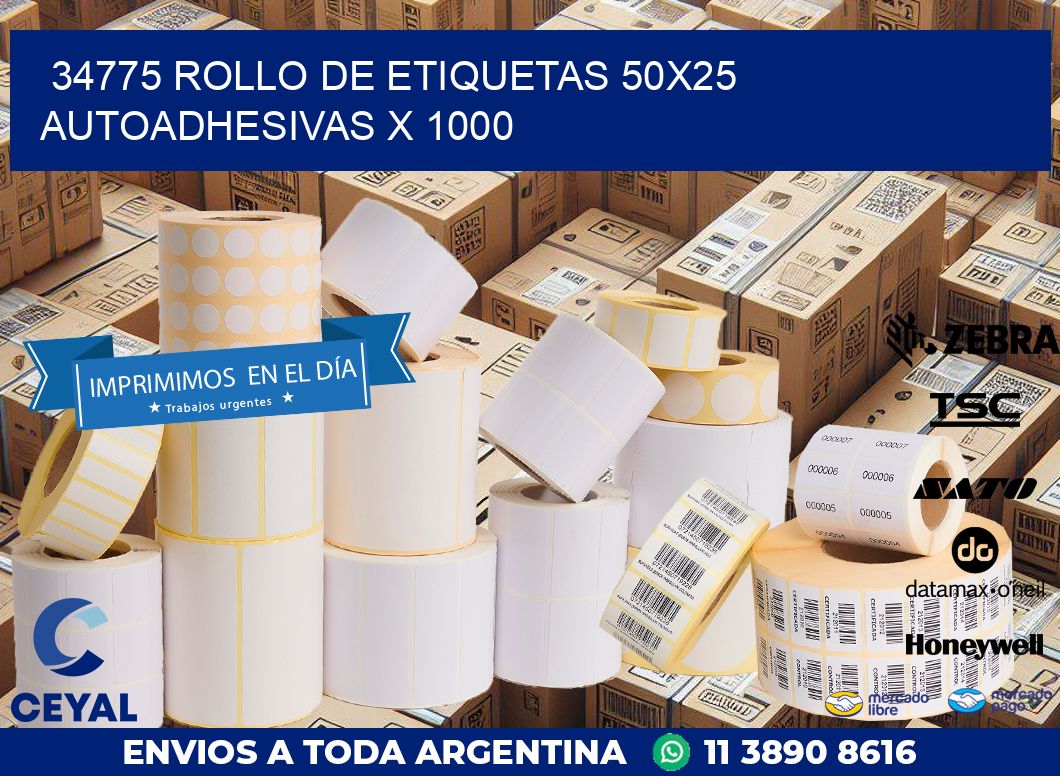 34775 ROLLO DE ETIQUETAS 50X25 AUTOADHESIVAS X 1000