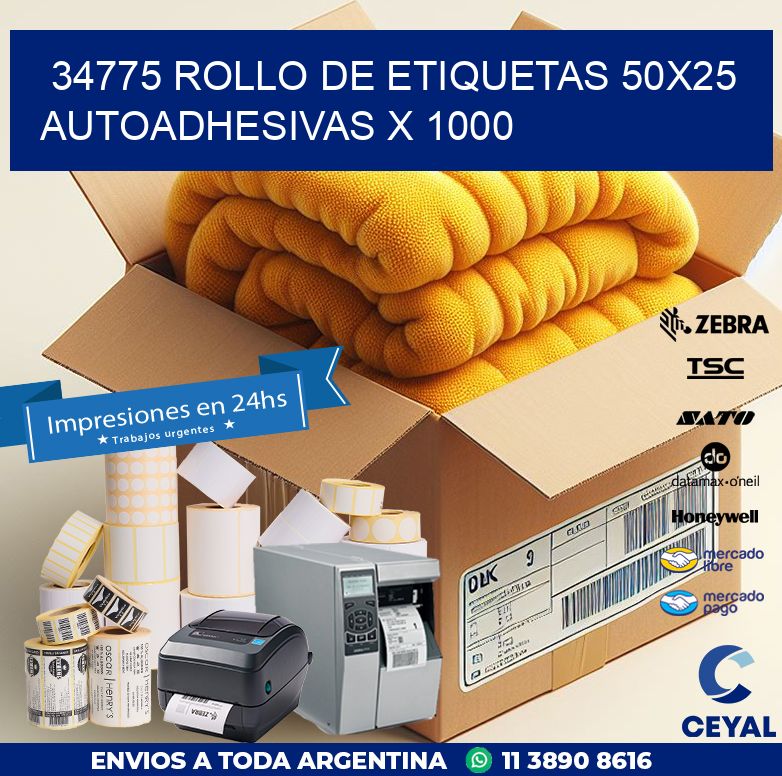 34775 ROLLO DE ETIQUETAS 50X25 AUTOADHESIVAS X 1000
