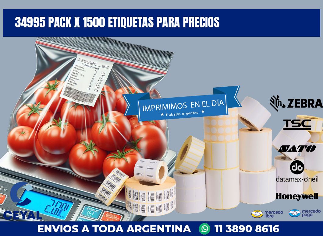 34995 PACK X 1500 ETIQUETAS PARA PRECIOS
