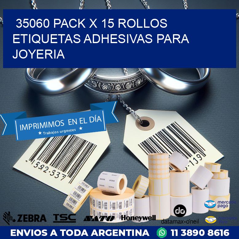 35060 PACK X 15 ROLLOS ETIQUETAS ADHESIVAS PARA JOYERIA