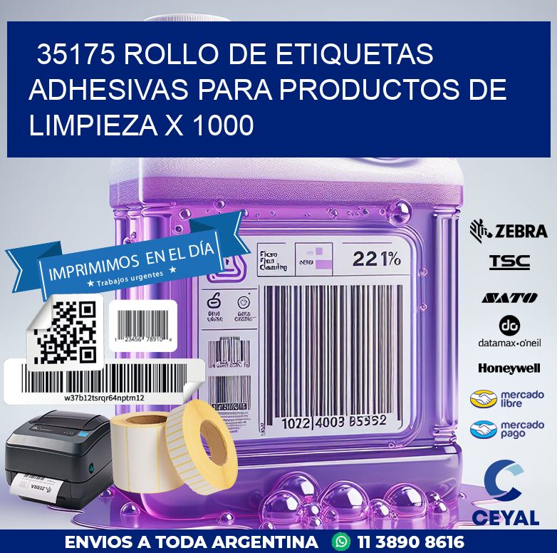 35175 ROLLO DE ETIQUETAS ADHESIVAS PARA PRODUCTOS DE LIMPIEZA X 1000
