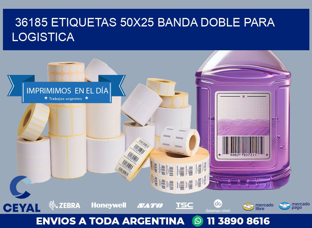 36185 ETIQUETAS 50X25 BANDA DOBLE PARA LOGISTICA