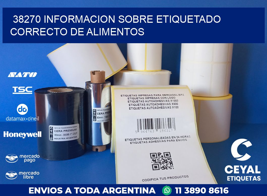 38270 INFORMACION SOBRE ETIQUETADO CORRECTO DE ALIMENTOS