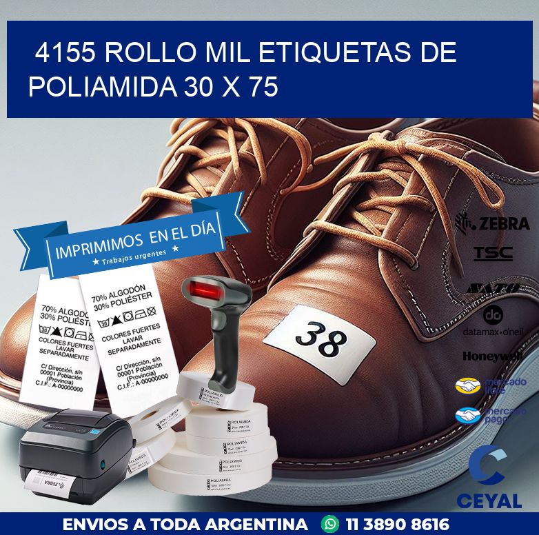 4155 ROLLO MIL ETIQUETAS DE POLIAMIDA 30 X 75