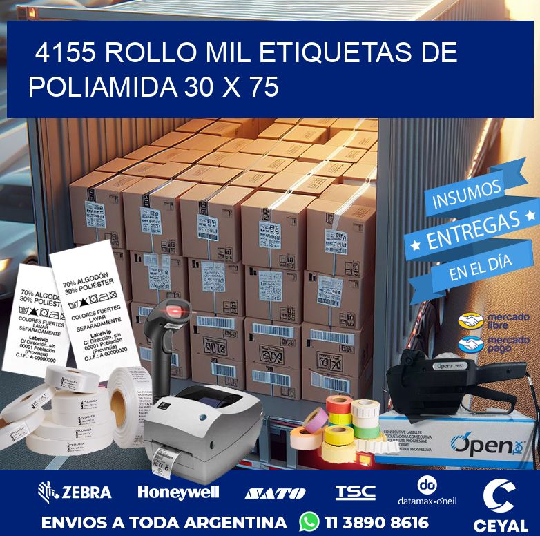 4155 ROLLO MIL ETIQUETAS DE POLIAMIDA 30 X 75