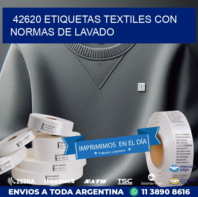 42620 ETIQUETAS TEXTILES CON NORMAS DE LAVADO