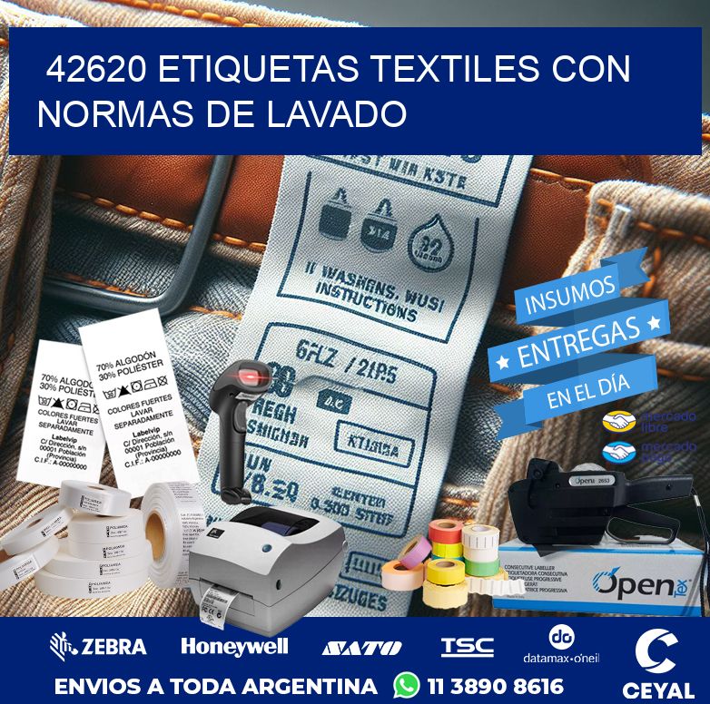 42620 ETIQUETAS TEXTILES CON NORMAS DE LAVADO