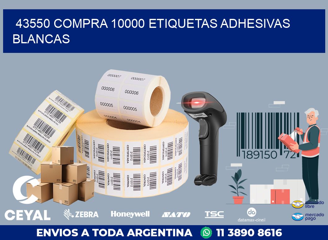 43550 COMPRA 10000 ETIQUETAS ADHESIVAS BLANCAS