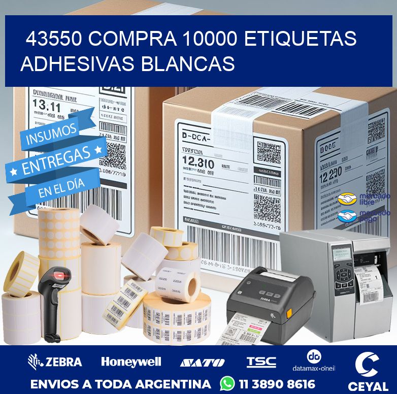 43550 COMPRA 10000 ETIQUETAS ADHESIVAS BLANCAS