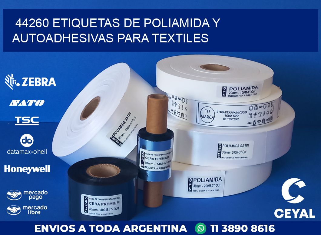 44260 ETIQUETAS DE POLIAMIDA Y AUTOADHESIVAS PARA TEXTILES