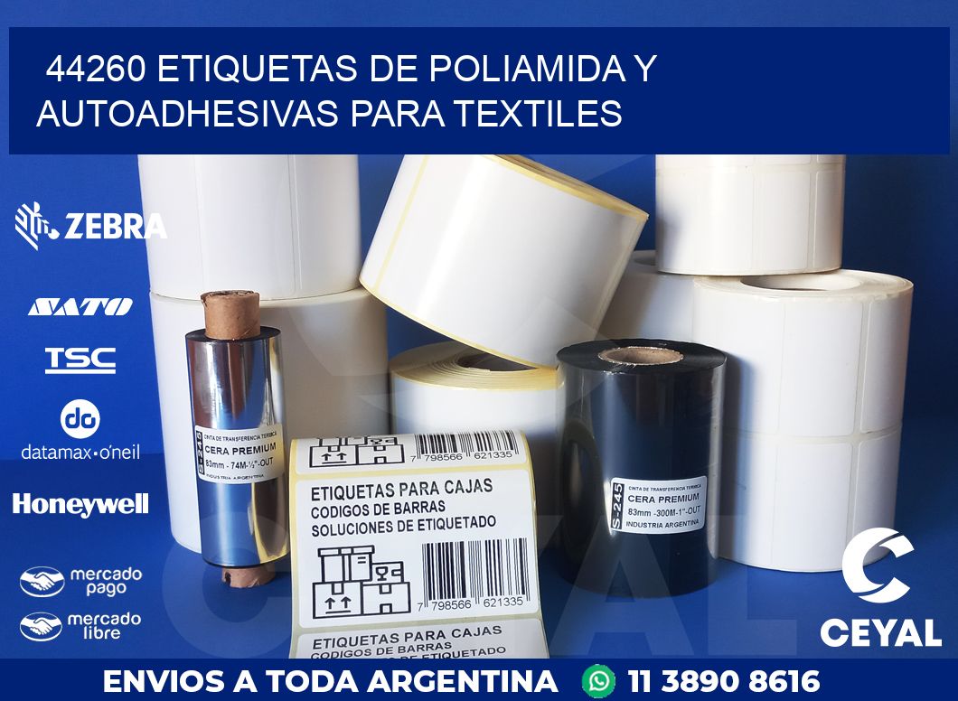 44260 ETIQUETAS DE POLIAMIDA Y AUTOADHESIVAS PARA TEXTILES