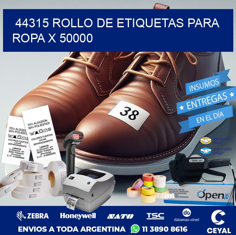 44315 ROLLO DE ETIQUETAS PARA ROPA X 50000