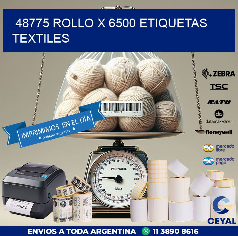 48775 ROLLO X 6500 ETIQUETAS TEXTILES