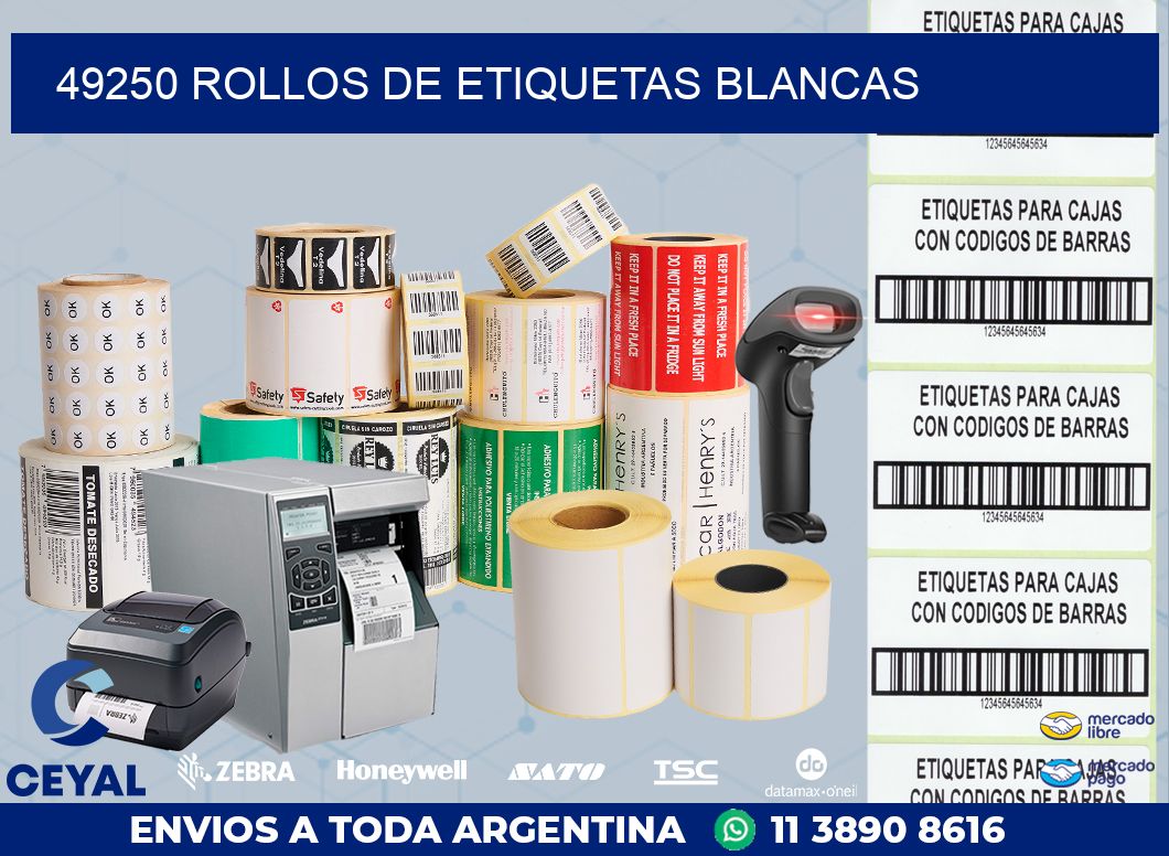 49250 ROLLOS DE ETIQUETAS BLANCAS
