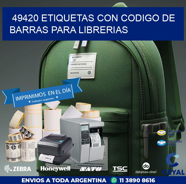 49420 ETIQUETAS CON CODIGO DE BARRAS PARA LIBRERIAS
