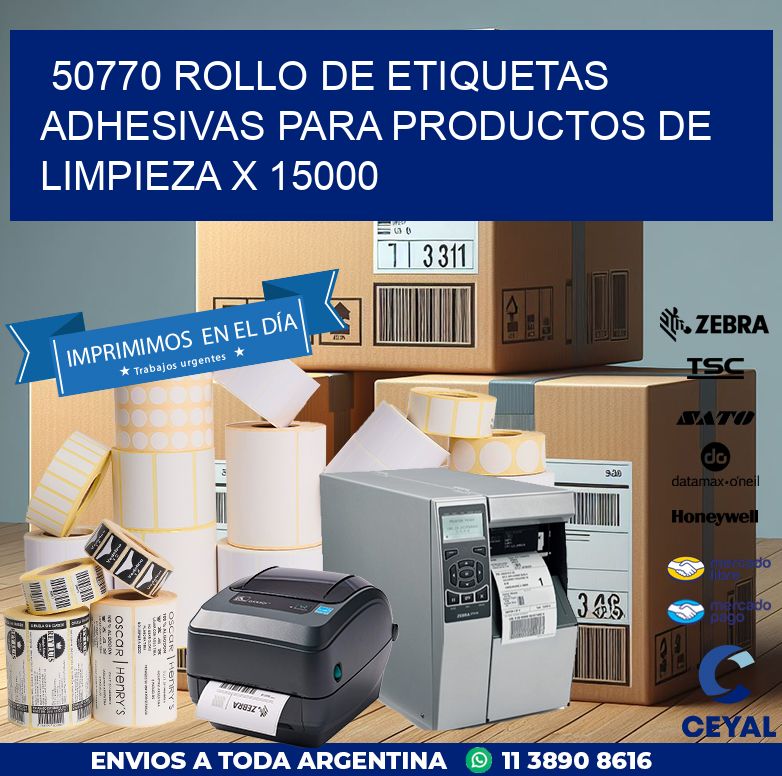 50770 ROLLO DE ETIQUETAS ADHESIVAS PARA PRODUCTOS DE LIMPIEZA X 15000