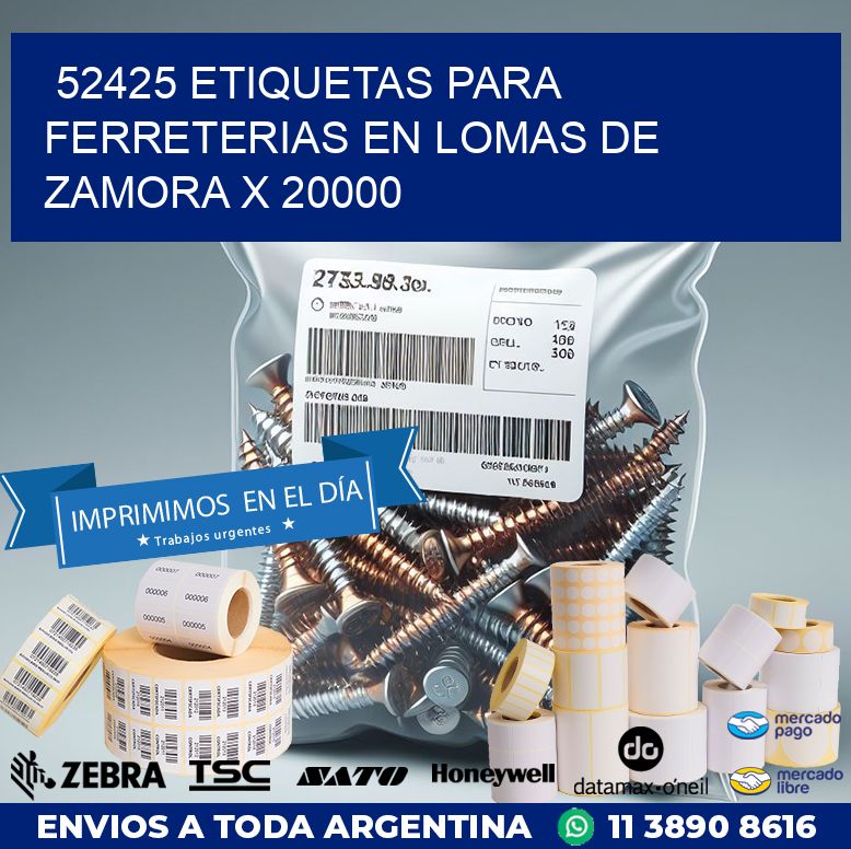 52425 ETIQUETAS PARA FERRETERIAS EN LOMAS DE ZAMORA X 20000