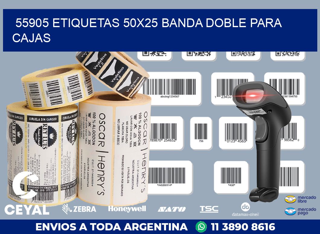 55905 ETIQUETAS 50X25 BANDA DOBLE PARA CAJAS