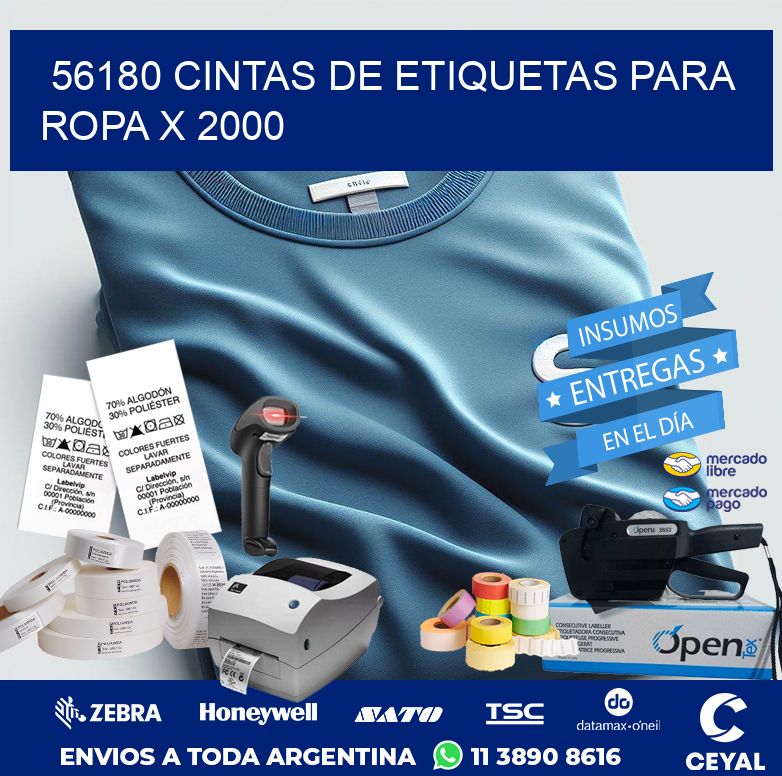56180 CINTAS DE ETIQUETAS PARA ROPA X 2000
