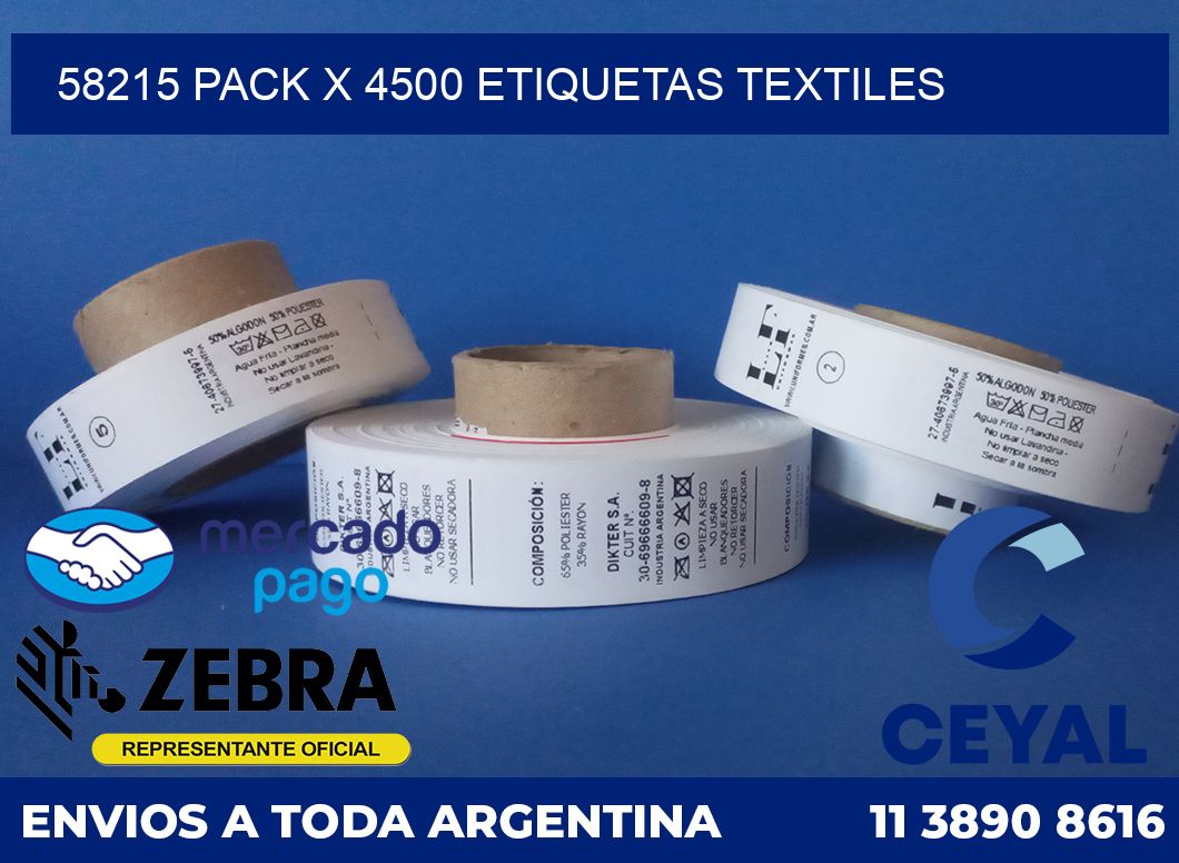 58215 PACK X 4500 ETIQUETAS TEXTILES