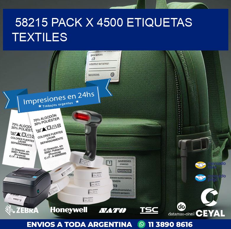 58215 PACK X 4500 ETIQUETAS TEXTILES