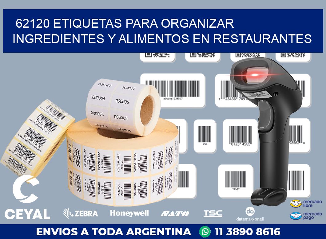 62120 ETIQUETAS PARA ORGANIZAR INGREDIENTES Y ALIMENTOS EN RESTAURANTES