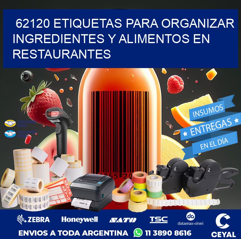 62120 ETIQUETAS PARA ORGANIZAR INGREDIENTES Y ALIMENTOS EN RESTAURANTES