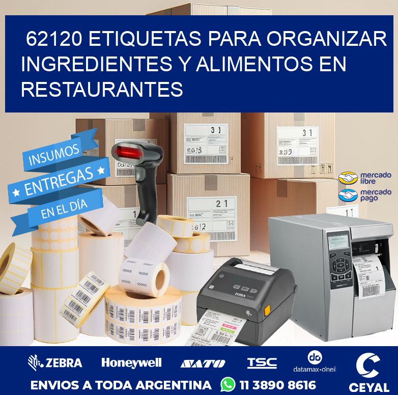 62120 ETIQUETAS PARA ORGANIZAR INGREDIENTES Y ALIMENTOS EN RESTAURANTES