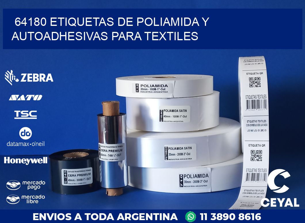 64180 ETIQUETAS DE POLIAMIDA Y AUTOADHESIVAS PARA TEXTILES