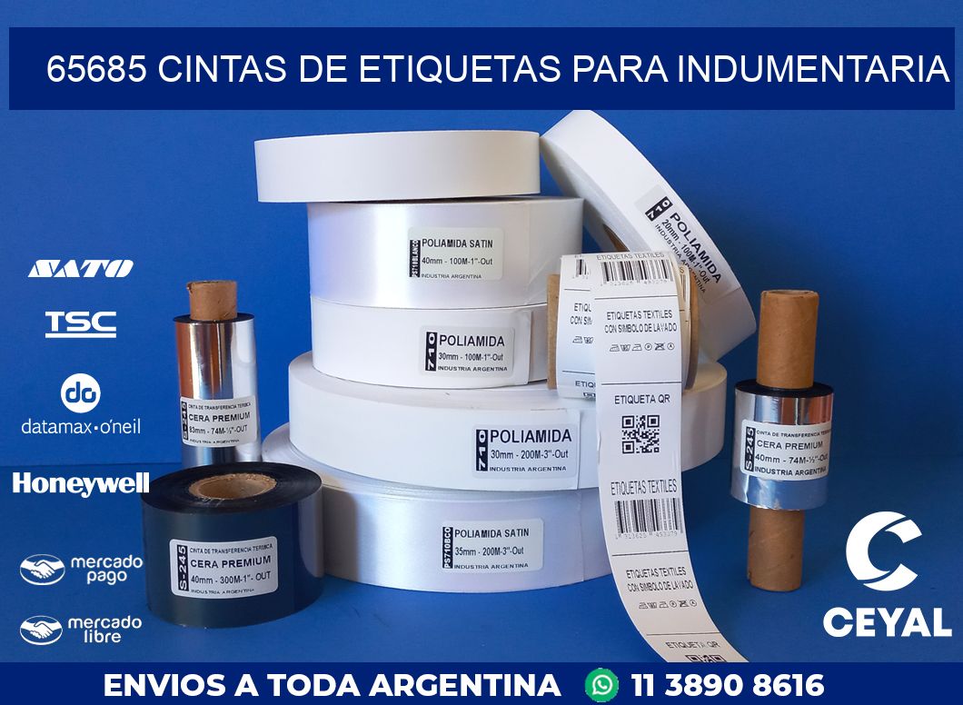 65685 CINTAS DE ETIQUETAS PARA INDUMENTARIA