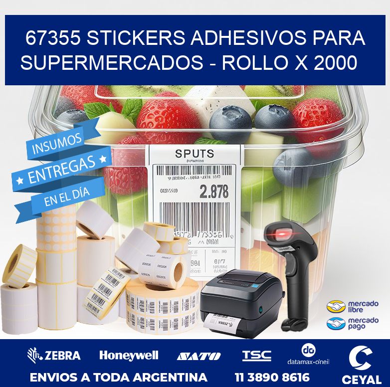 67355 STICKERS ADHESIVOS PARA SUPERMERCADOS – ROLLO X 2000